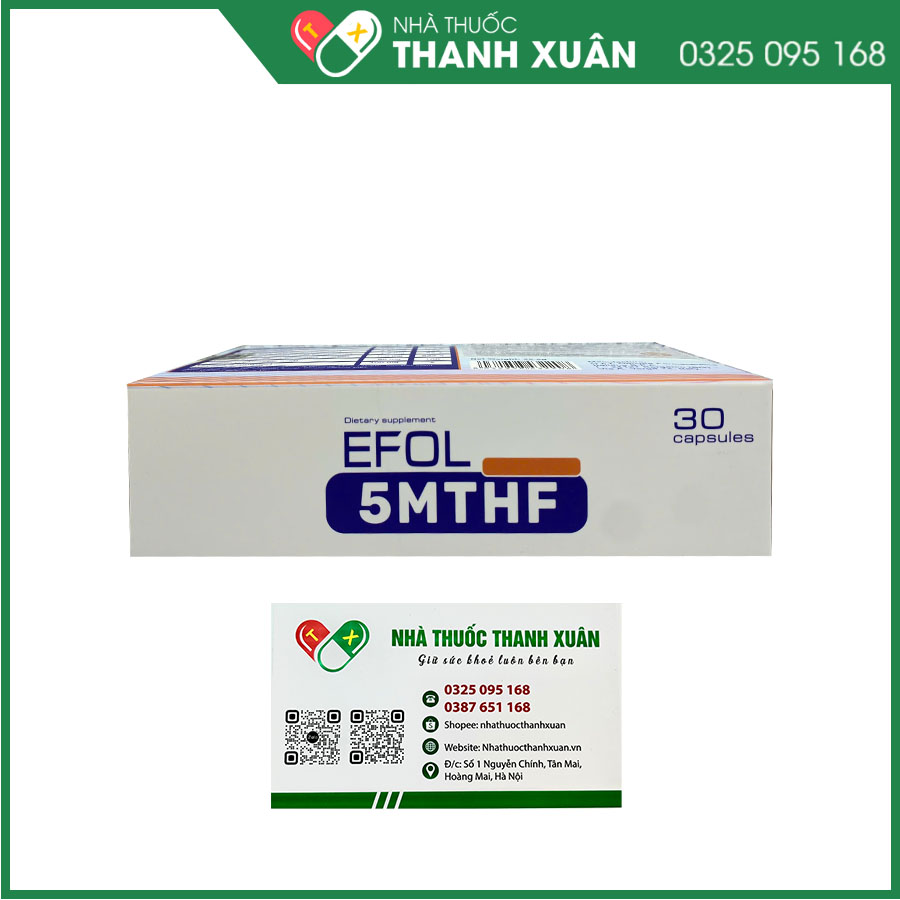 EFOL 5MTHF bổ sung 5-MTHF, hỗ trợ chuyển hóa acid folic, tăng khả năng sinh sản và ngừa dị tật